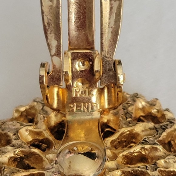 VINTAGE **RARE** GOLD PLATED KRAMER BAROQUE FAUX PEARL AND GLASS CLIP ON... - Picture 5 of 5